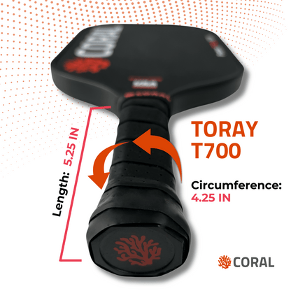 CORAL ProtecT700L RAW Carbon Fiber Pickleball Paddle with Free Protective Neoprene Cover
